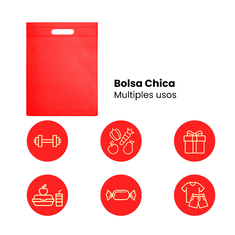 Nuestras bolsas ecológicas chicas son la opción perfecta para quienes buscan una alternativa sostenible, práctica y reutilizable. Fabricadas con material non-woven de alta resistencia, estas bolsas pequeñas son ligeras, duraderas y fáciles de guardar, ideales para regalos, eventos, tiendas o uso diario. Reduce el uso de plástico y dale un toque ecológico a tu marca con nuestras bolsas chicas ecológicas color  rojo.